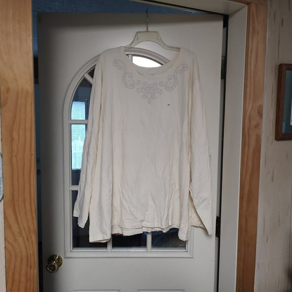 New Liz & Me For Catherines Cream Colored Long Sleeved Top Size Women's 5X